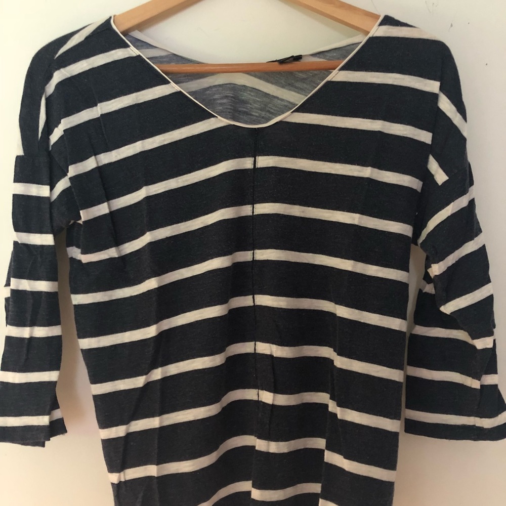 Ann Taylor Blue and White Striped Top